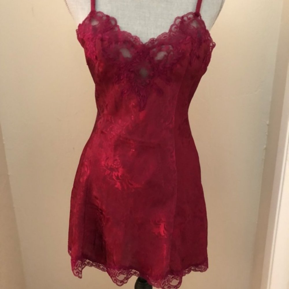 Victoria's Secret Vintage Red Chemise Dress Size Small Gold Label